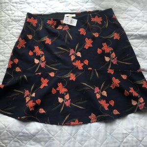 Loft Blue Floral Ponte Flippy Skirt NWT Size M